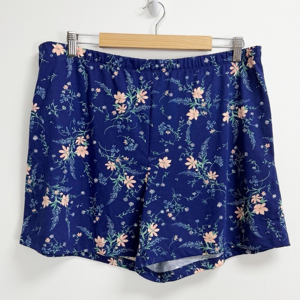 Charter Club PJ Shorts Womens Large Blue Floral Pajamas PJs NWT